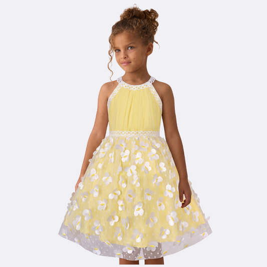 Sunny Fashion Girls Blue Butterfly Halter Tulle Dress