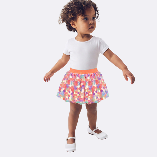 Sunny Fashion Girls Rainbow Sequin Tutu Skirt with Elastic Waist