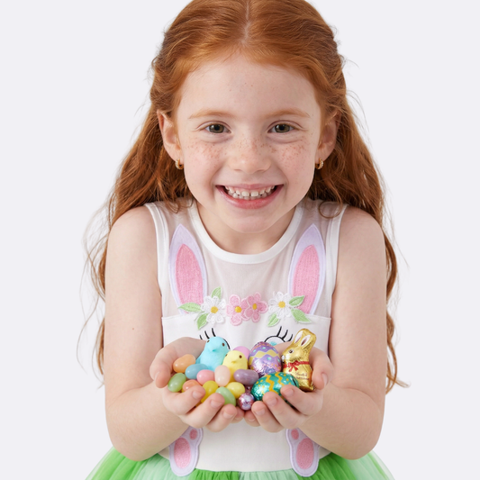 Sunny Fashion Girls Easter Bunny Gradient Tulle Dress Set