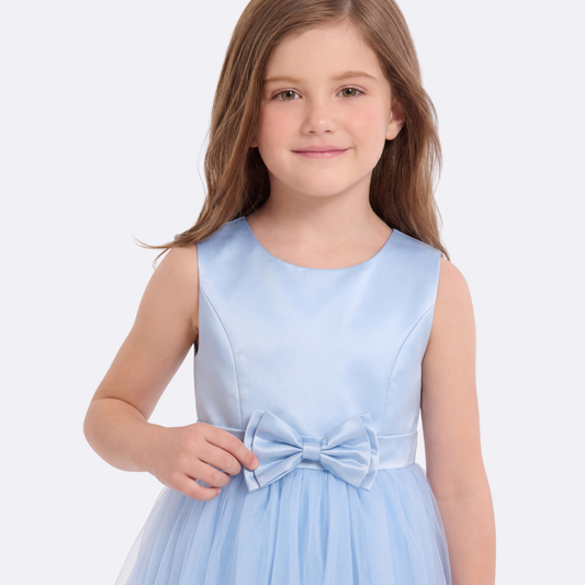Sunny Fashion Girls Polka Dot Tulle Bow Ruffle Party Dress