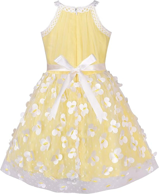 Sunny Fashion Girls Blue Butterfly Halter Tulle Dress