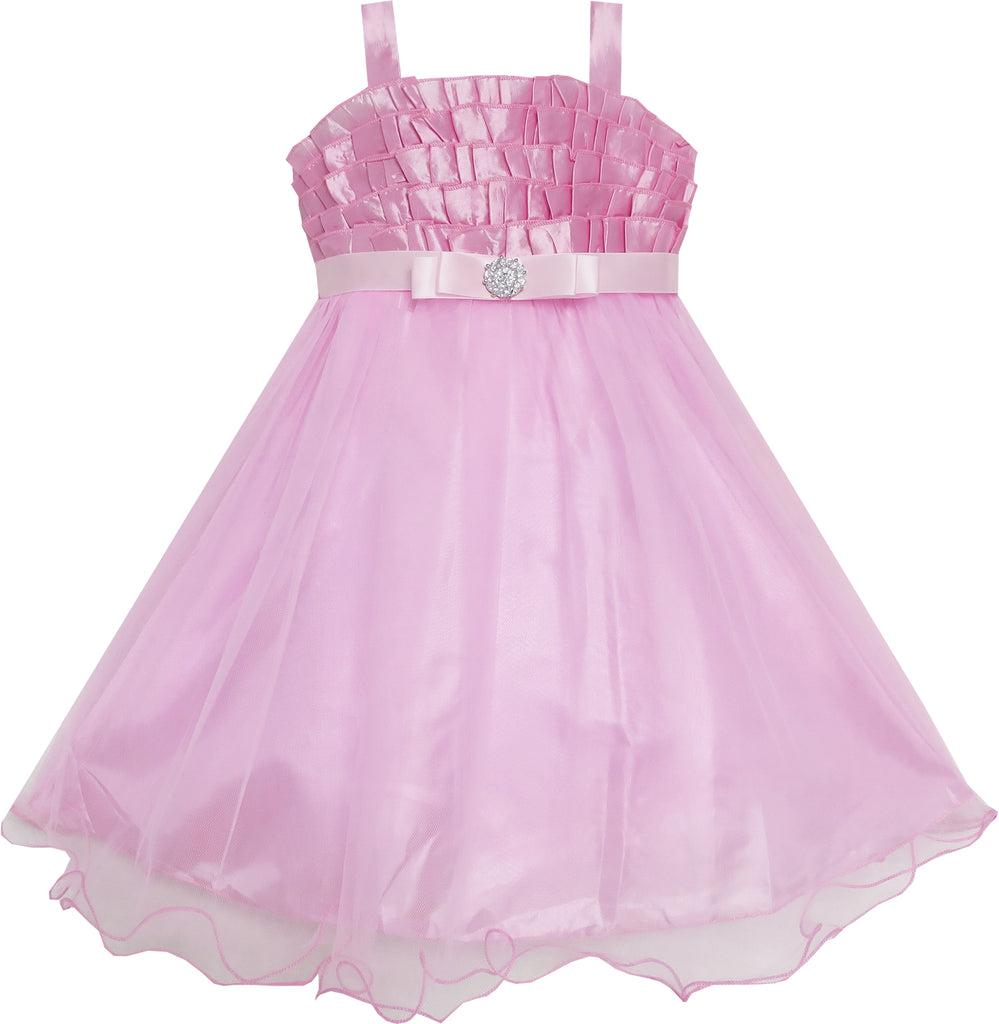 Girls Dress Sleeveless Halter Flower Multi Layer Chiffon Size 3-14 Years