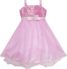 Girls Dress Sleeveless Halter Flower Multi Layer Chiffon Size 3-14 Years