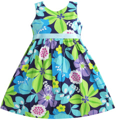 Girls Dress Flower Summer Beach Dress Size 2-12 Years