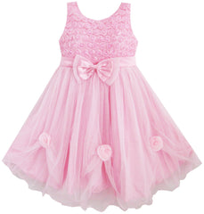 Girls Dress Flower Tulle Pleated Wedding Party Size 2-14 Years