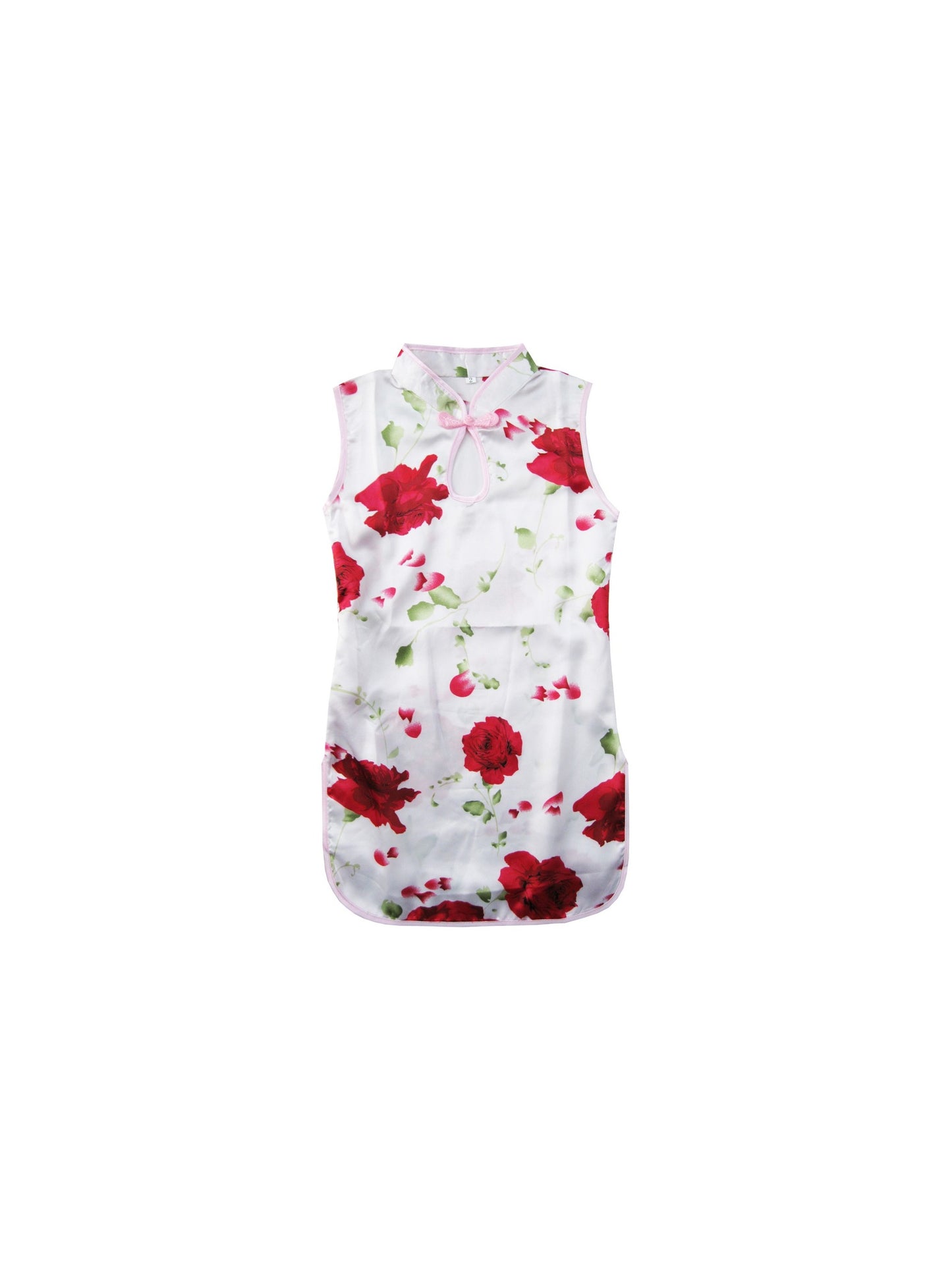 Girls Dress Cheongsam Floral Print Chinese Child Clothing White