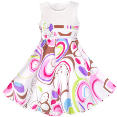 Girls Dress Wine Polka Dot Circle Print Double Bow Tie Size 4-14 Years