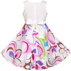Girls Dress Wine Polka Dot Circle Print Double Bow Tie Size 4-14 Years