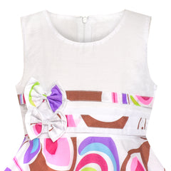 Girls Dress Wine Polka Dot Circle Print Double Bow Tie Size 4-14 Years