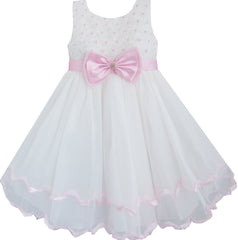 Girls Dress Flower Tulle Pleated Wedding Party Size 2-14 Years