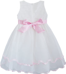 Girls Dress Flower Tulle Pleated Wedding Party Size 2-14 Years
