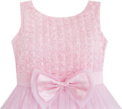 Girls Dress Flower Tulle Pleated Wedding Party Size 2-14 Years