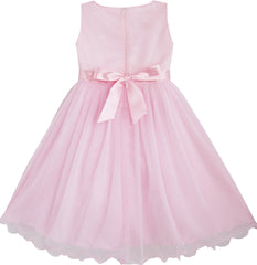 Girls Dress Flower Tulle Pleated Wedding Party Size 2-14 Years