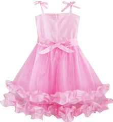 Girls Dress Sleeveless Halter Flower Multi Layer Chiffon Size 3-14 Years