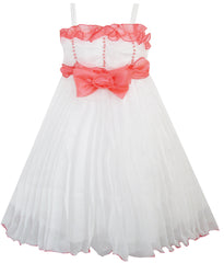 Flower Girl Dress Bow Tie Pageant Wedding Size 3-12 Years