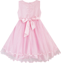 Girls Dress Flower Tulle Pleated Wedding Party Size 2-14 Years