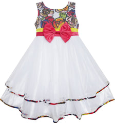 Girls Dress Flower Tulle Pleated Wedding Party Size 2-14 Years