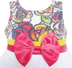 Girls Dress Flower Tulle Pleated Wedding Party Size 2-14 Years