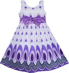 Girls Dress Peacock Tail Cool Summer Girls Clothes Size 4-14 Years