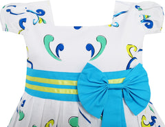 Girls Dress Turn-Down Collar Striped Blooming Rose Flower Size 2-12 Years