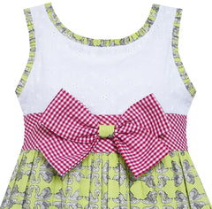 Girls Dress Turn-Down Collar Striped Blooming Rose Flower Size 2-12 Years