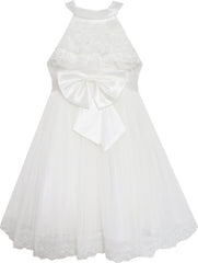 Flower Girls Dress Lace Sequins Sparkling Wedding Bridesmaid Size 5-12 Years