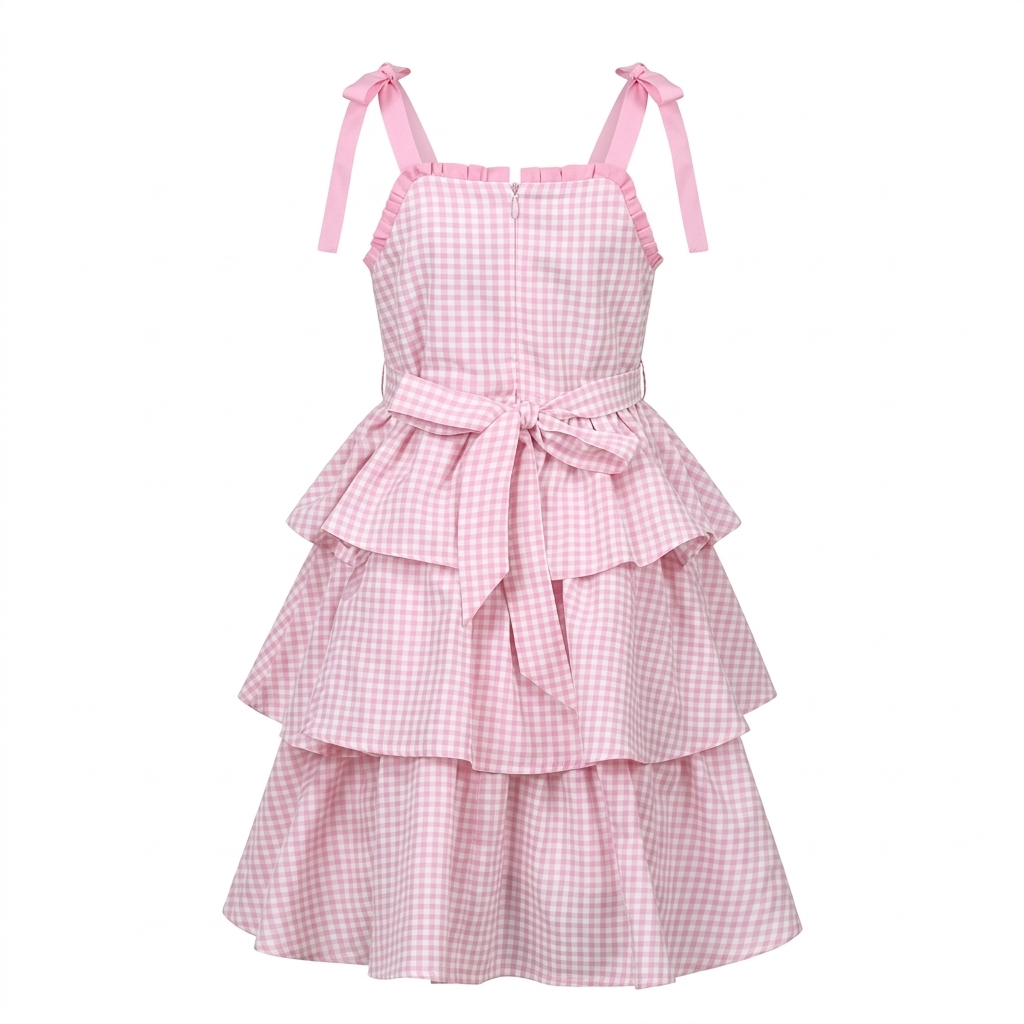 Sunny Fashion Girls Orange Cotton Ruffle Sundress with Bow Shoulder Straps