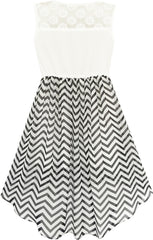 Girls Dress Chiffon Floral High-Low Tie Waist Party Princess Size 7-14 Years