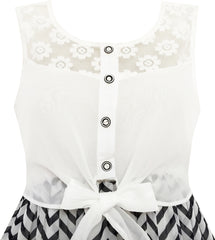 Girls Dress Chiffon Floral High-Low Tie Waist Party Princess Size 7-14 Years