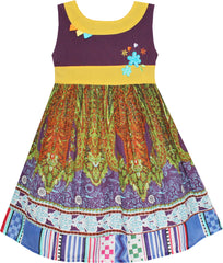 Girls Dress Little Girls Color Blocks Embroidery Flower Size 12M-5 Years