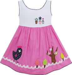 Girls Dress Little Girls Color Blocks Embroidery Flower Size 12M-5 Years