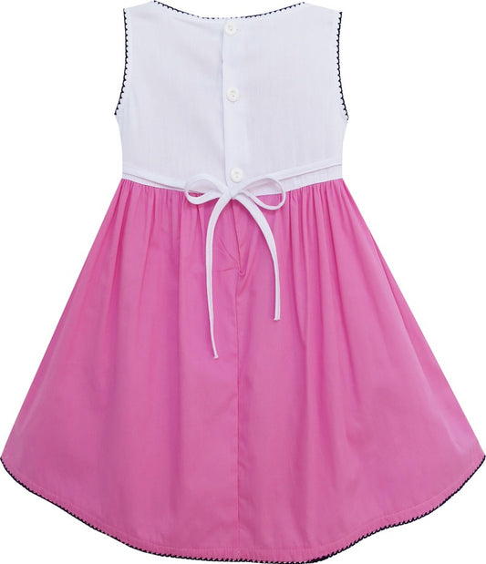 Girls Dress Little Girls Embroidery Flower Chick Tree Pink Pink