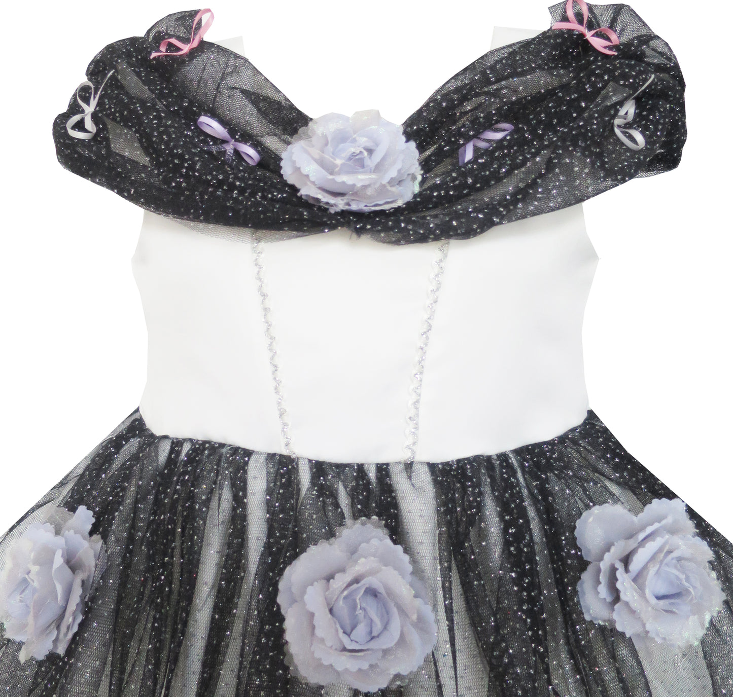 Sunny Fashion Girls Purple Flower Mesh Princess Dress