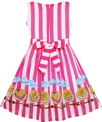 Girls Dress Striped Rose Print Tulle Size 4-14 Years