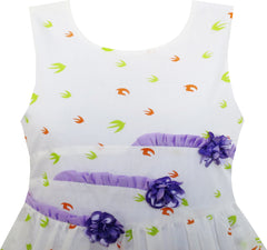 Girls Dress Striped Rose Print Tulle Size 4-14 Years