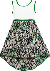 Girls Dress Turn-Down Collar Flower Chiffon Party Size 6-14 Years