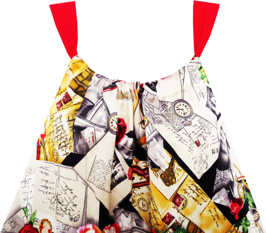 Girls Dress Vintage Tank Modern People Figure Print Size 7-14 Years