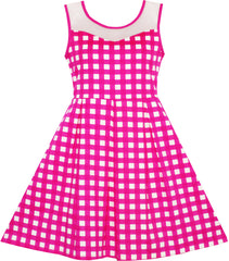 Girls Dress Turn-Down Collar Checkered Summer School Size 5-14 Years