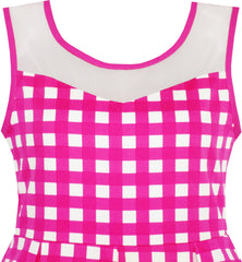 Girls Dress Turn-Down Collar Checkered Summer School Size 5-14 Years