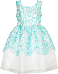 Flower Girls Dress Tiered Skirt Bridesmaid Wedding Size 4-12 Years