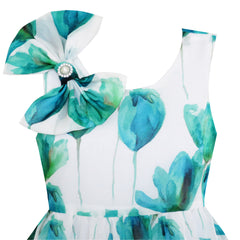 Girls Hi-Lo Dress Checkered Tulle Pearl Necklace Princess Pageant Size 4-14 Years