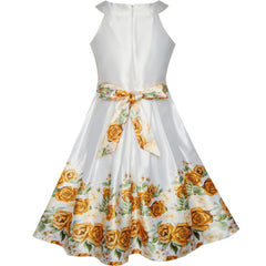 Girls Dress Flower Halter Flare Dress Princess Size 5-14 Years