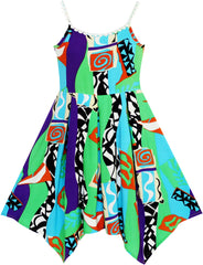 Girls Dress Flower Asymmetrical Hem Skirt Tank Dress Size 6-14 Years