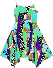 Girls Dress Flower Asymmetrical Hem Skirt Tank Dress Size 6-14 Years