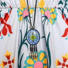 Girls Dress Flower Print Hanky Hem With Necklace Size 6-14 Years