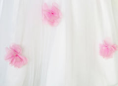 Girls Dress Tulle Bridal Lace With Flower Detailing Size 3-14 Years