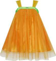 Girls Dress Pumpkin Costume Halloween Trick Treat Party Size 3-14 Years