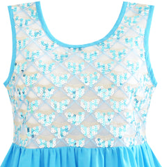 Girls Dress Turn-Down Collar Flower Chiffon Party Size 6-14 Years