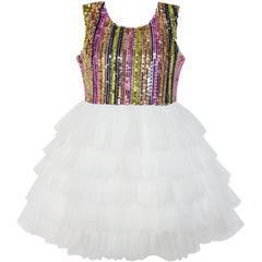 Girls Dress Birthday Princess Ruffle Dress Cake Balloon Print Size 1-10 Years
