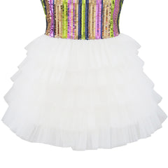 Girls Dress Birthday Princess Ruffle Dress Cake Balloon Print Size 1-10 Years